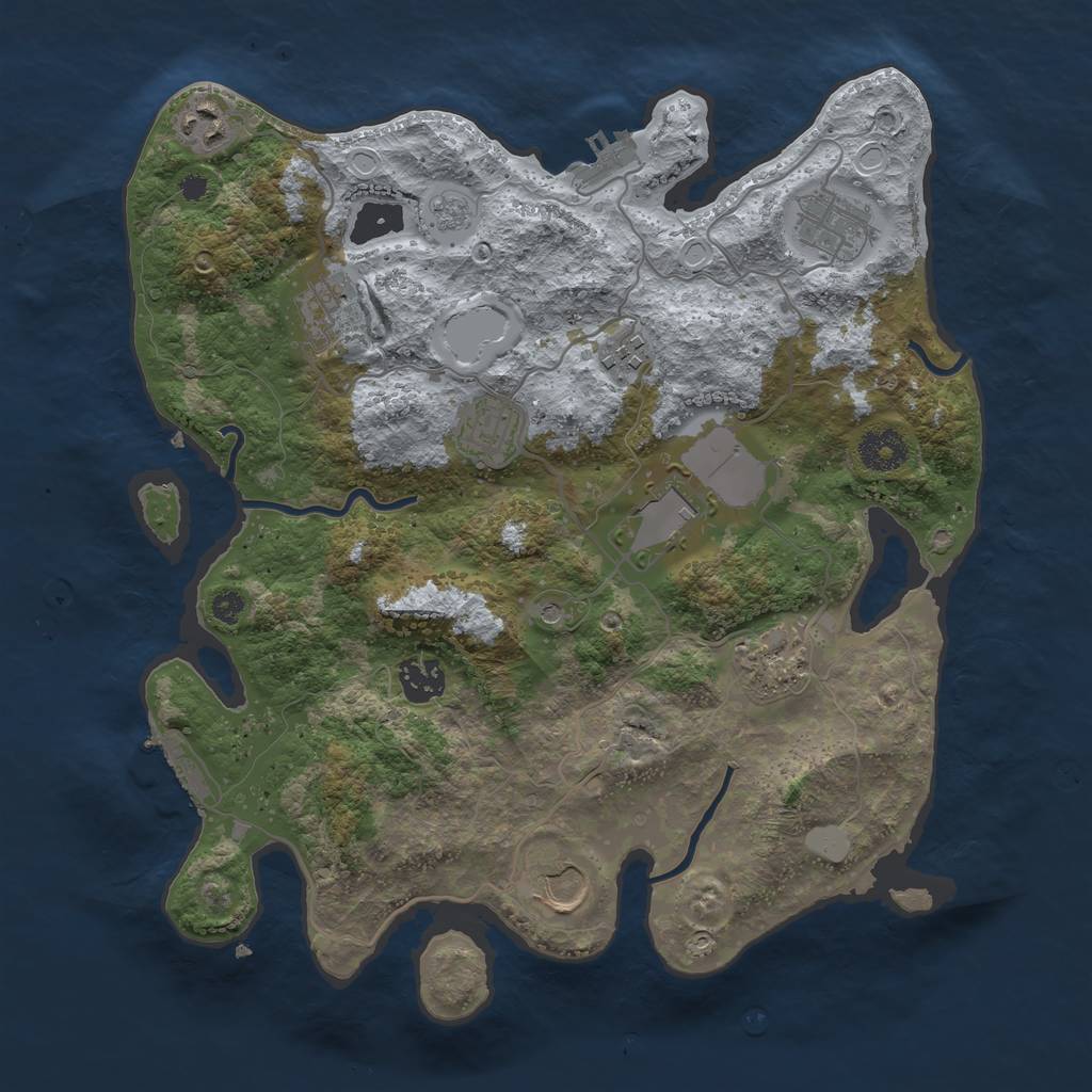 Rust Map: Procedural Map, Size: 3500, Seed: 30278611, 18 Monuments