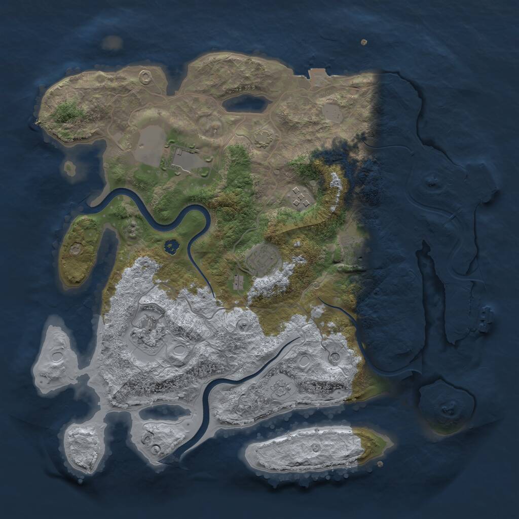Rust Map: Procedural Map, Size: 3500, Seed: 1907683499, 11 Monuments