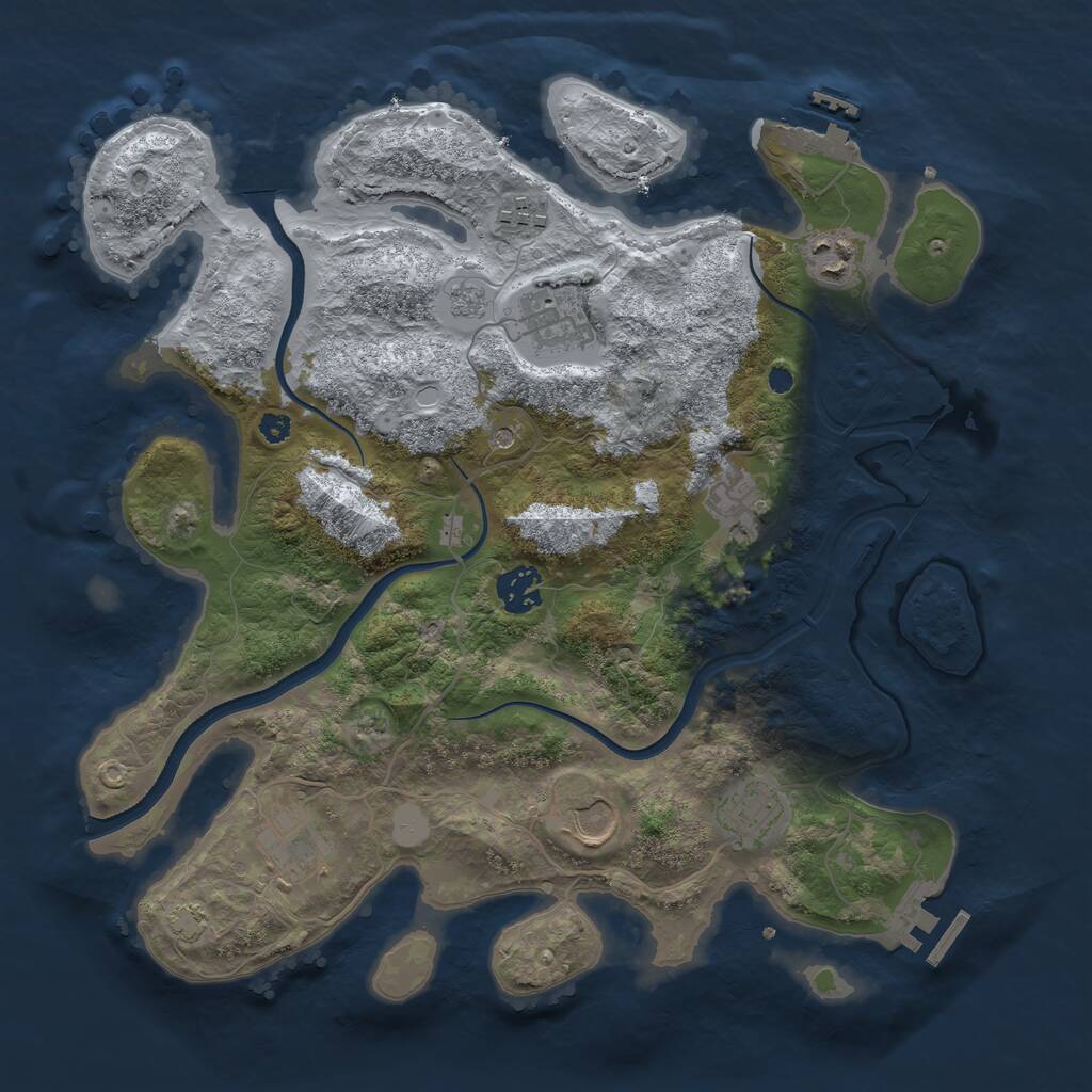 Rust Map: Procedural Map, Size: 3500, Seed: 12739, 14 Monuments