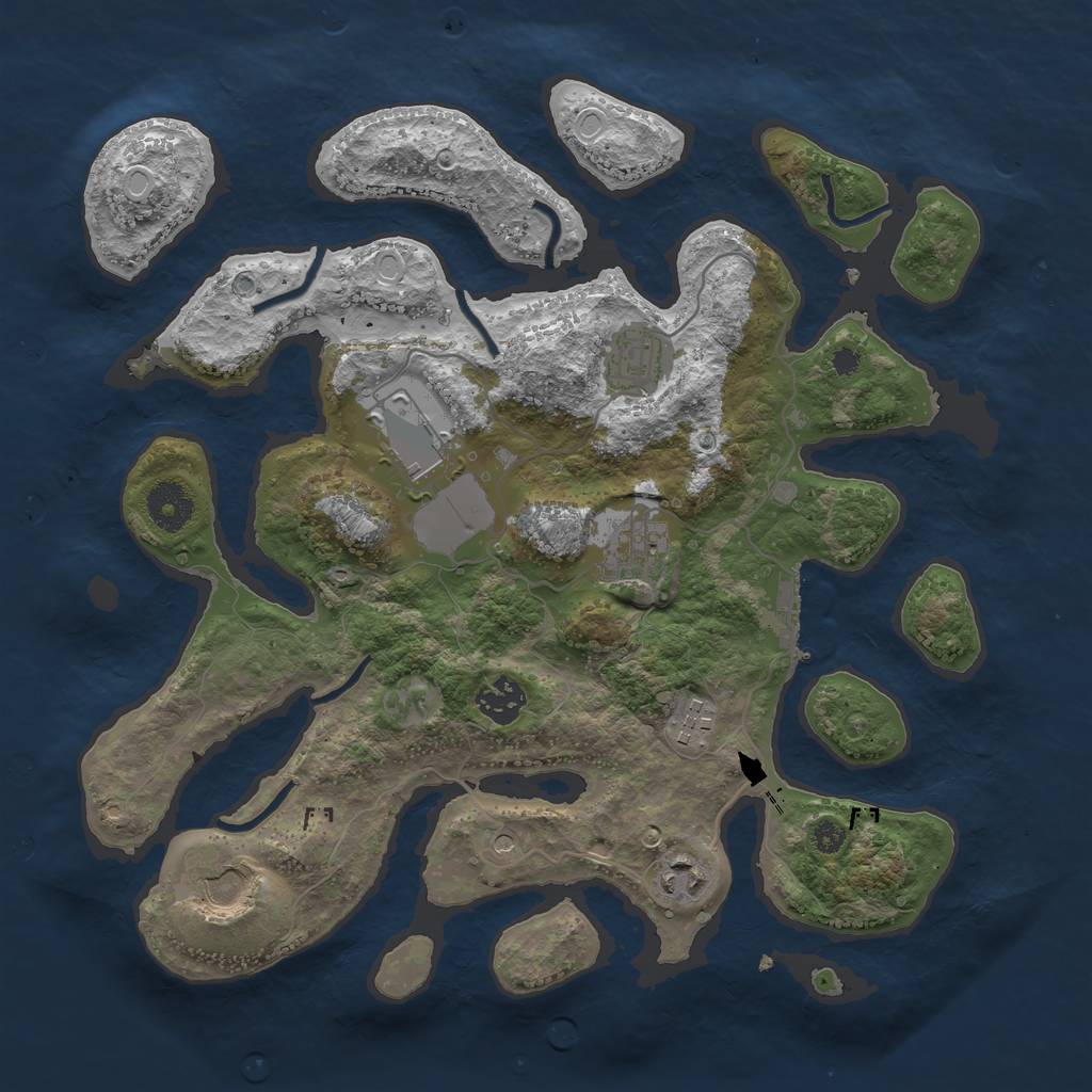 Rust Map: Procedural Map, Size: 3500, Seed: 12739, 14 Monuments