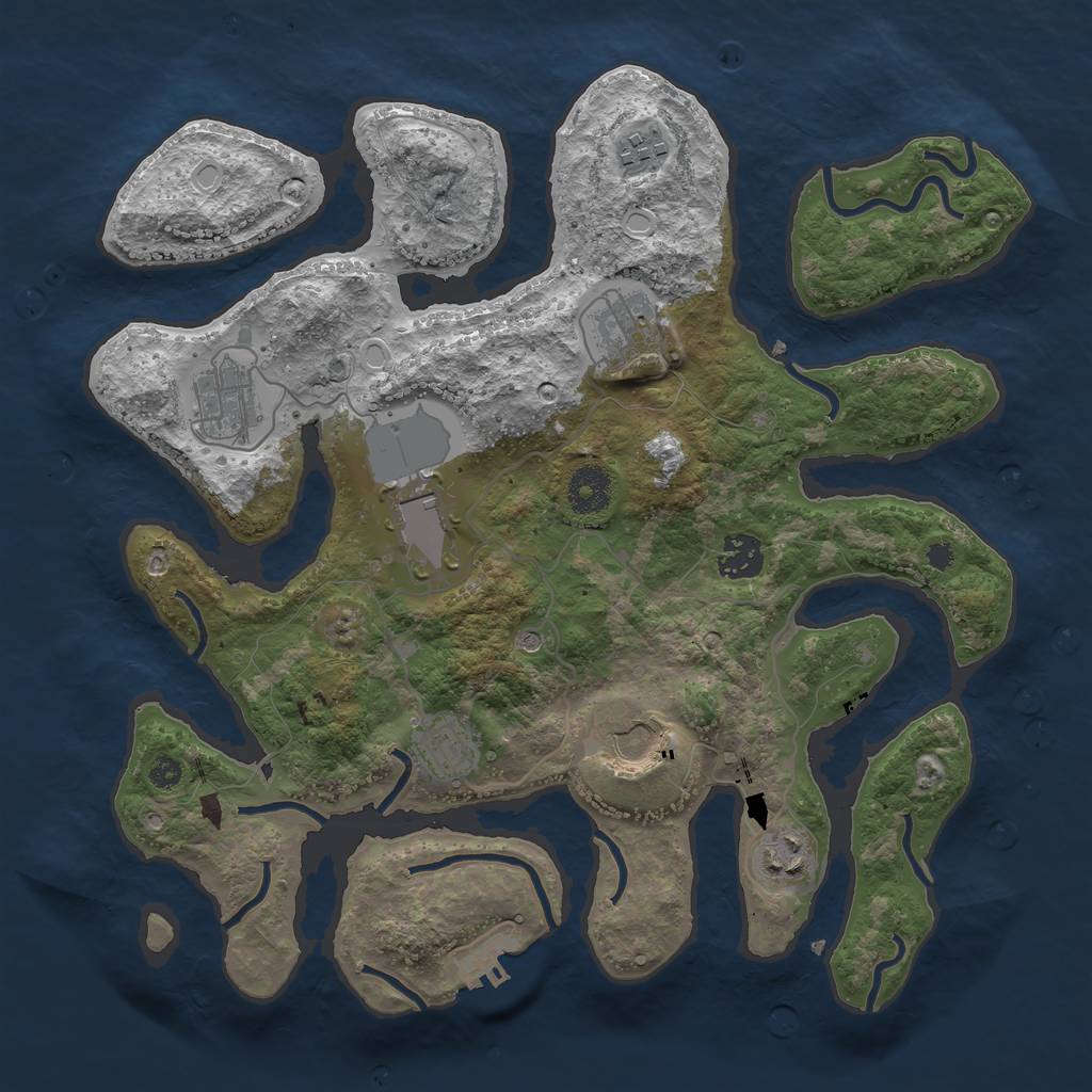 Rust Map: Procedural Map, Size: 3500, Seed: 36045192, 15 Monuments