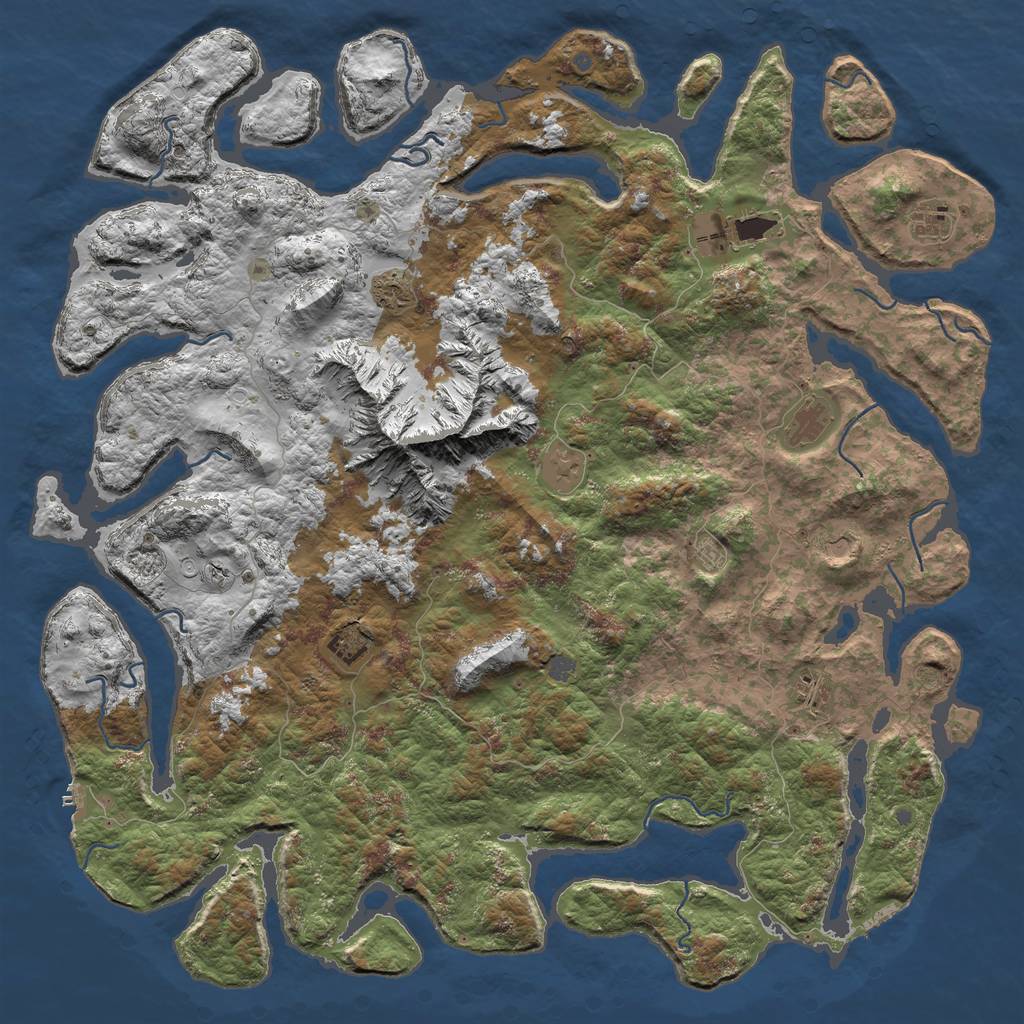Rust Map: Procedural Map, Size: 6000, Seed: 126941465, 16 Monuments