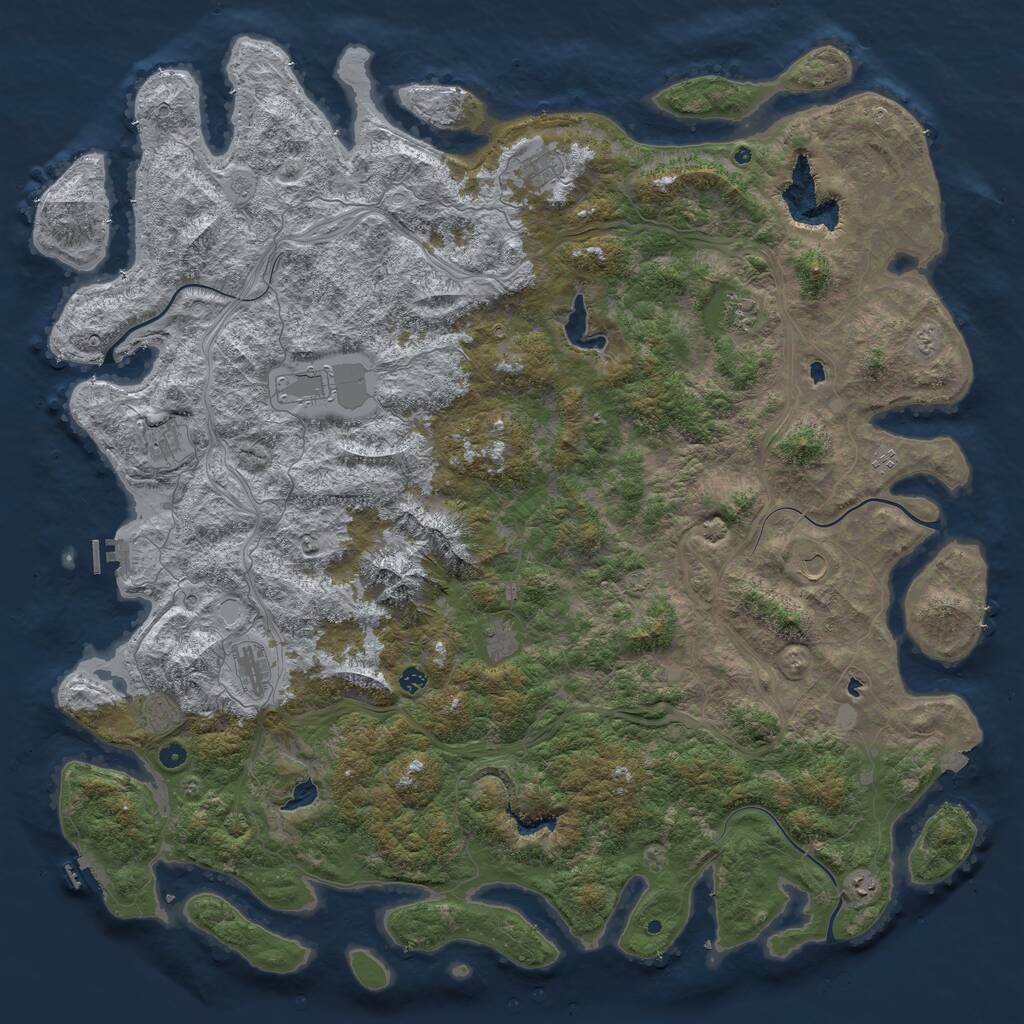 Rust Map: Procedural Map, Size: 6000, Seed: 126941465, 17 Monuments