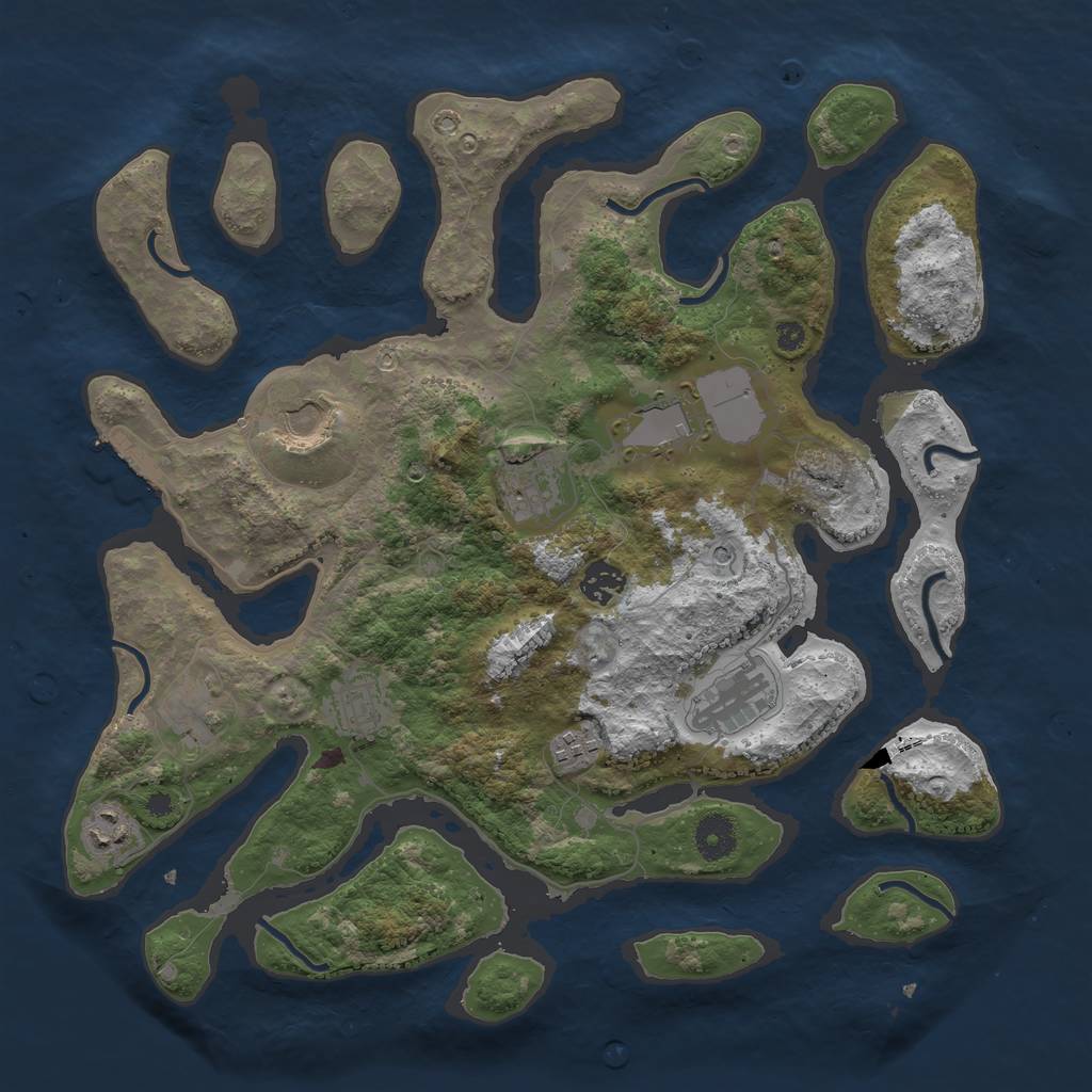 Rust Map: Procedural Map, Size: 3800, Seed: 4637, 13 Monuments