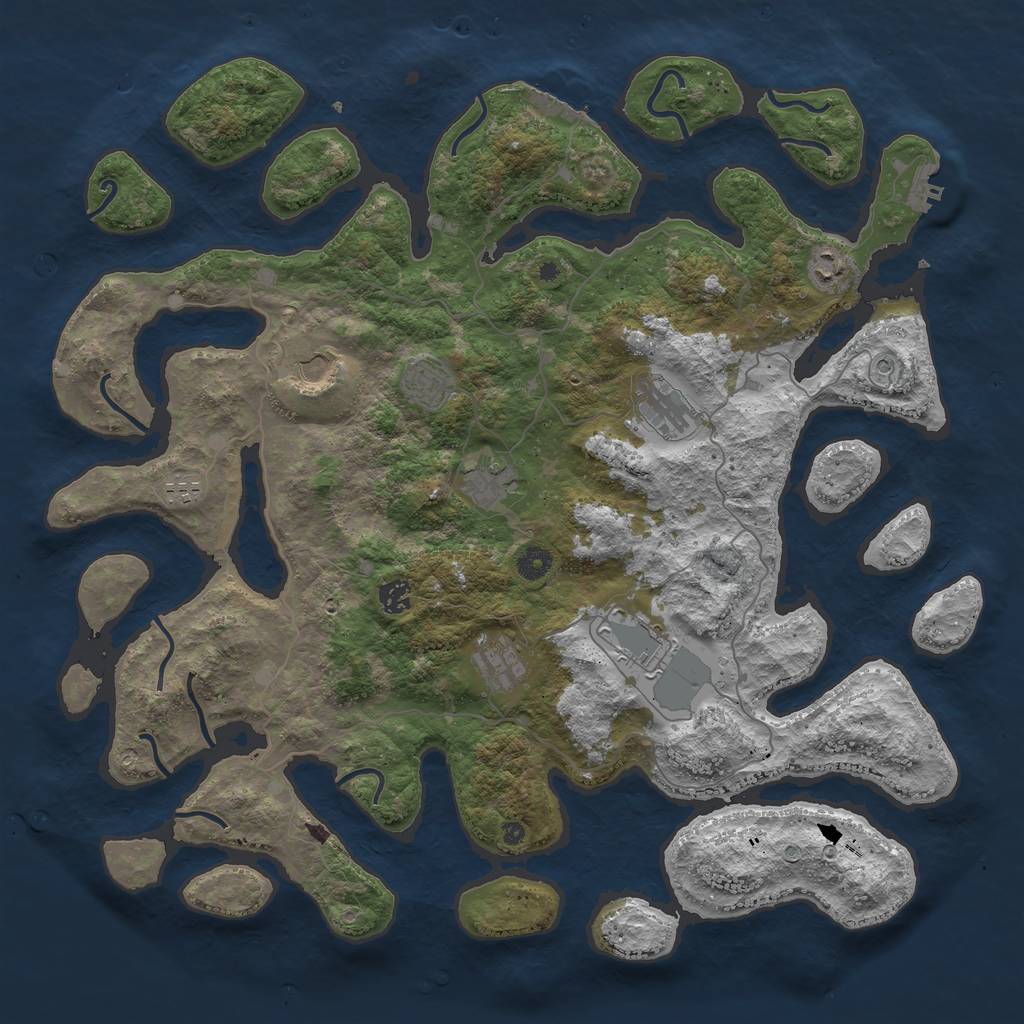 Rust Map: Procedural Map, Size: 4500, Seed: 1965110675, 14 Monuments