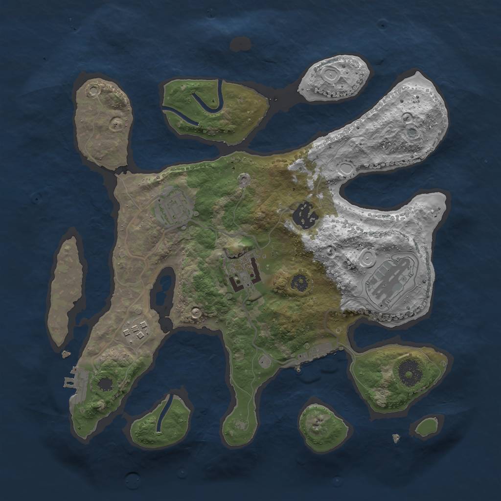 Rust Map: Procedural Map, Size: 3000, Seed: 76945, 15 Monuments