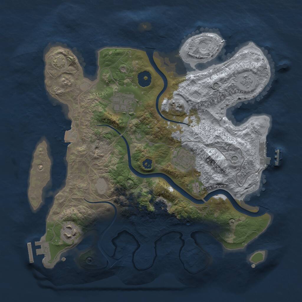Rust Map: Procedural Map, Size: 3000, Seed: 76945, 10 Monuments