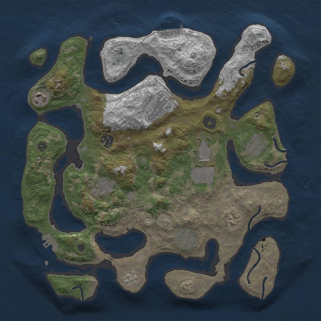 Rust Map: Procedural Map, Size: 3600, Seed: 240469, 17 Monuments