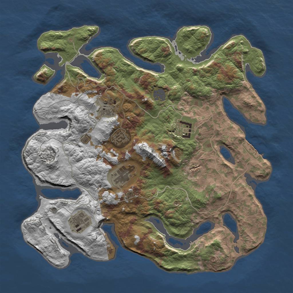 Rust Map: Barren, Size: 3500, Seed: 12451259, 11 Monuments