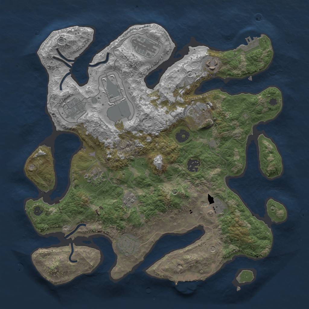 Rust Map: Procedural Map, Size: 3550, Seed: 2021, 18 Monuments