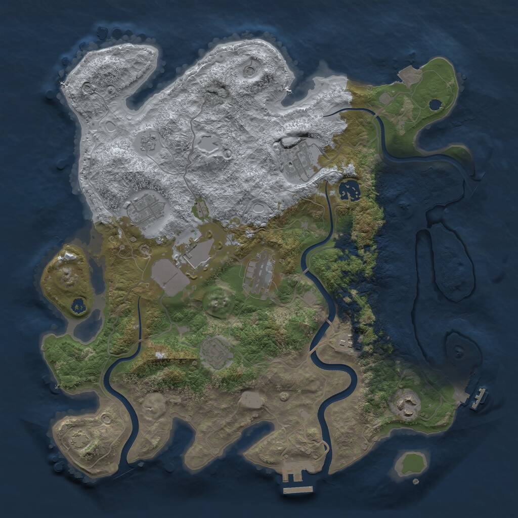 Rust Map: Procedural Map, Size: 3550, Seed: 2021, 14 Monuments