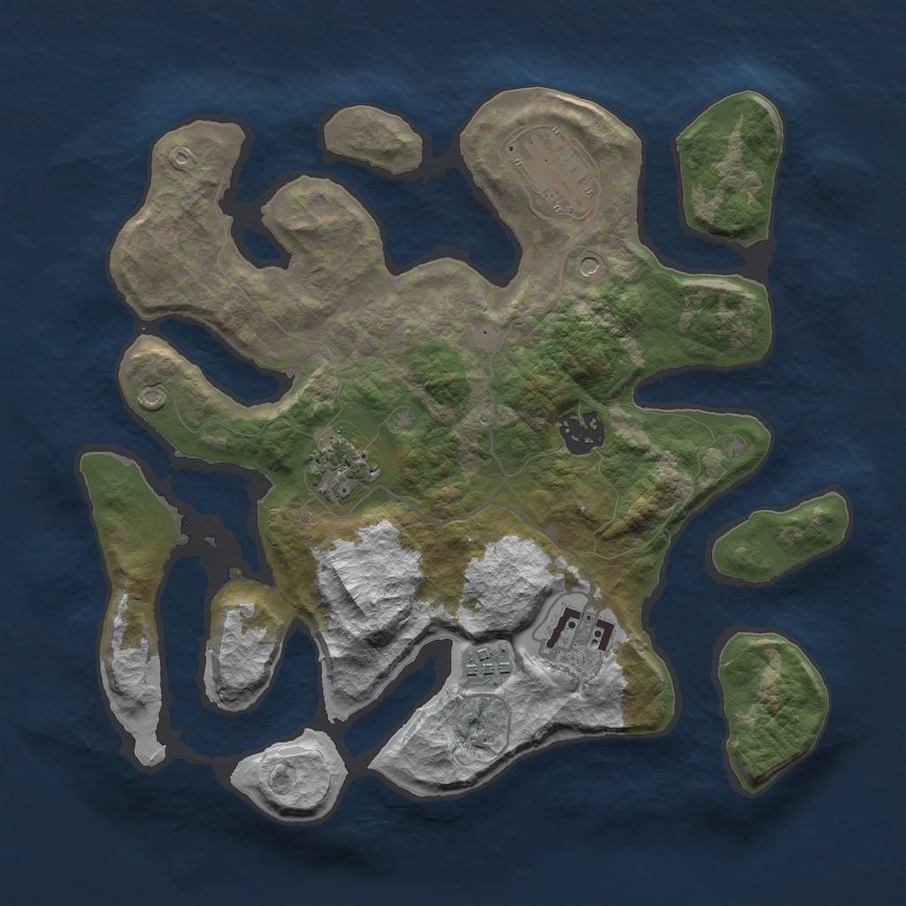 Rust Map: Barren, Size: 3020, Seed: 125161616, 8 Monuments