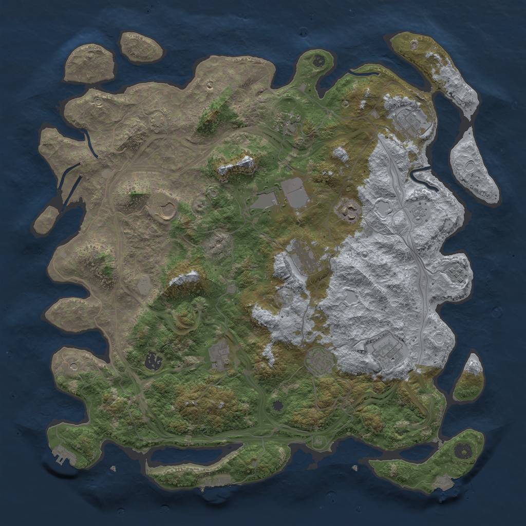 Rust Map: Procedural Map, Size: 4500, Seed: 9876513, 19 Monuments
