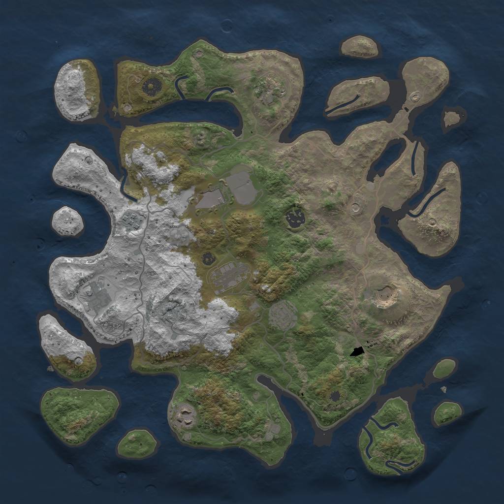 Rust Map: Procedural Map, Size: 4000, Seed: 331765, 12 Monuments