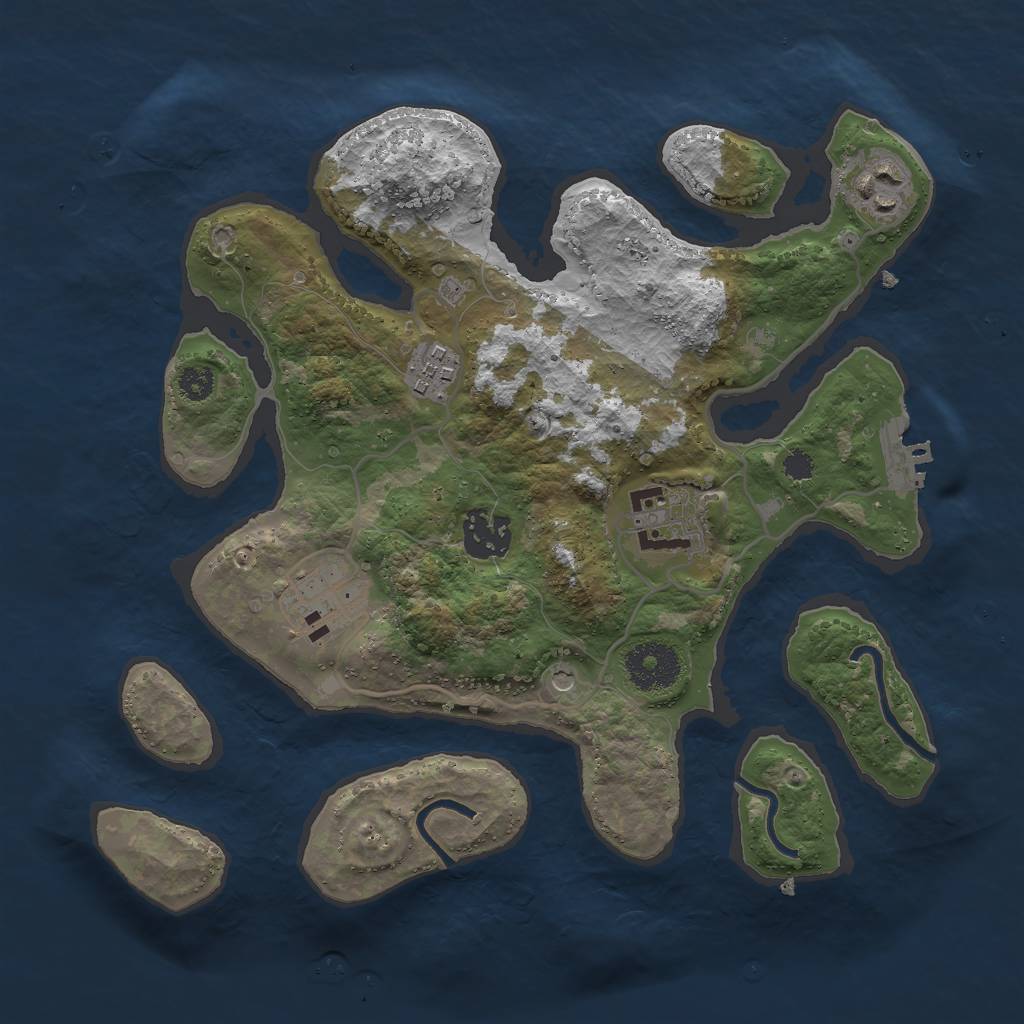 Rust Map: Procedural Map, Size: 3000, Seed: 1930860480, 9 Monuments