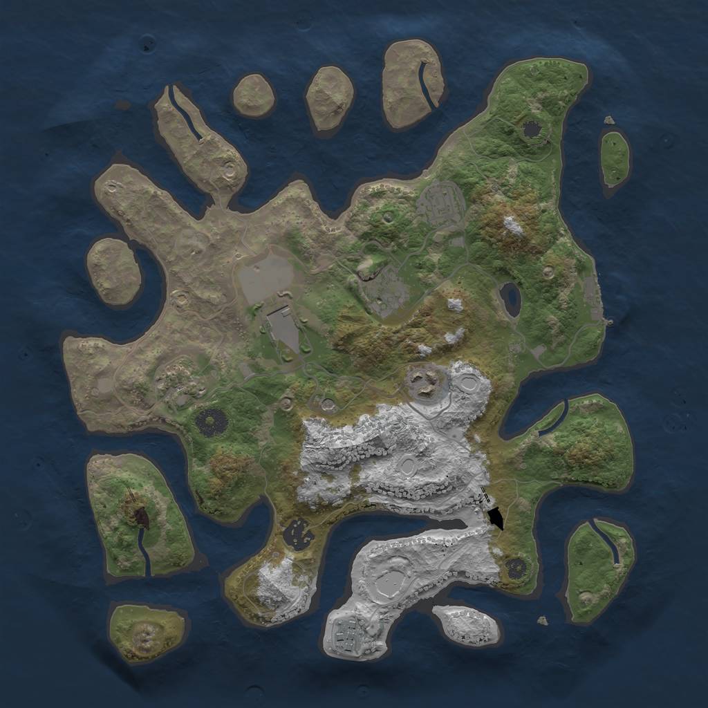 Rust Map: Procedural Map, Size: 3500, Seed: 63534535, 17 Monuments