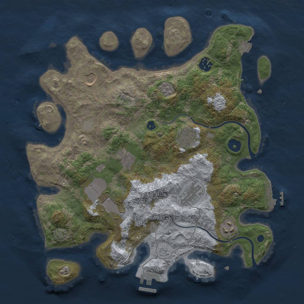 Rust Map: Procedural Map, Size: 3500, Seed: 63534535, 14 Monuments