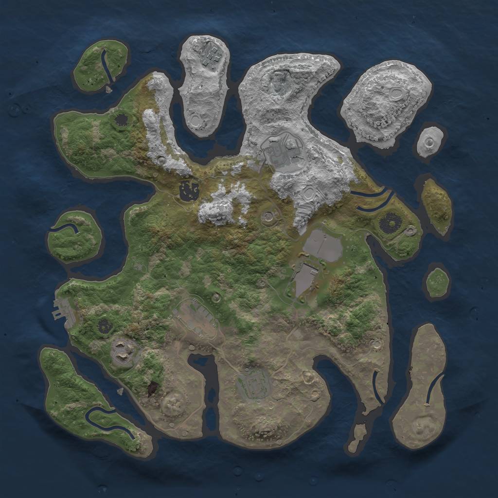 Rust Map: Procedural Map, Size: 3500, Seed: 2485007, 14 Monuments