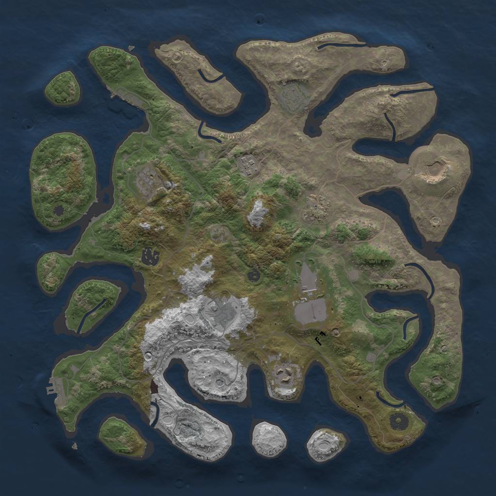 Rust Map: Procedural Map, Size: 4000, Seed: 342053, 20 Monuments