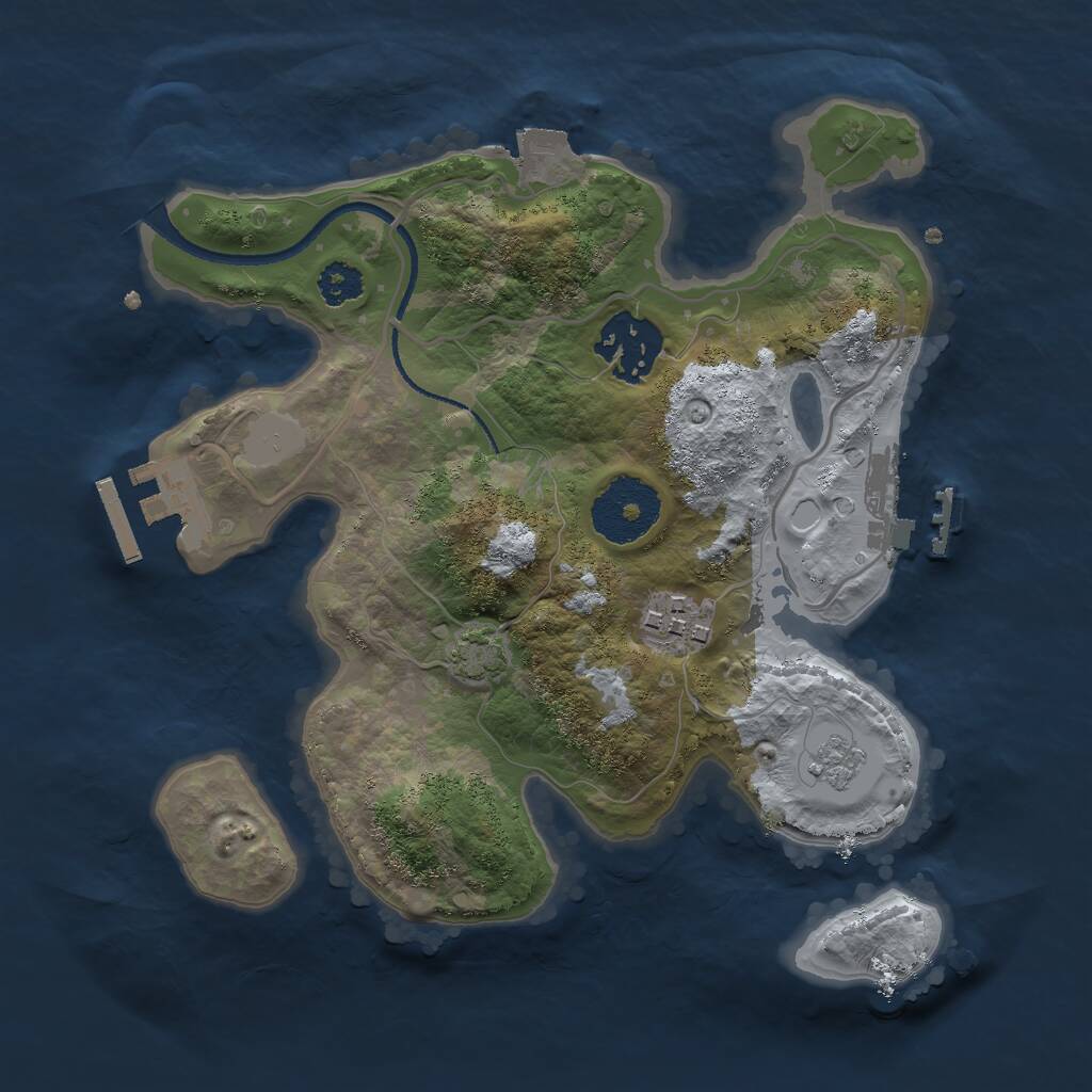 Rust Map: Procedural Map, Size: 2500, Seed: 1929927933, 7 Monuments
