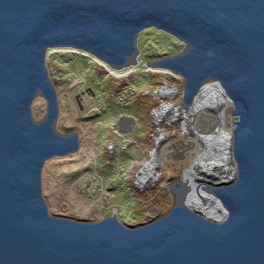 Rust Map: Procedural Map, Size: 2500, Seed: 1929927933, 10 Monuments