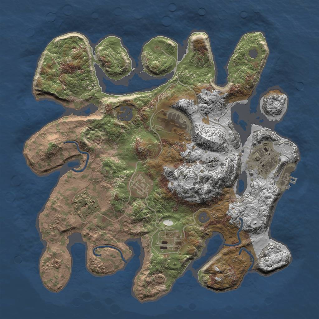 Rust Map: Procedural Map, Size: 3000, Seed: 4201738, 11 Monuments