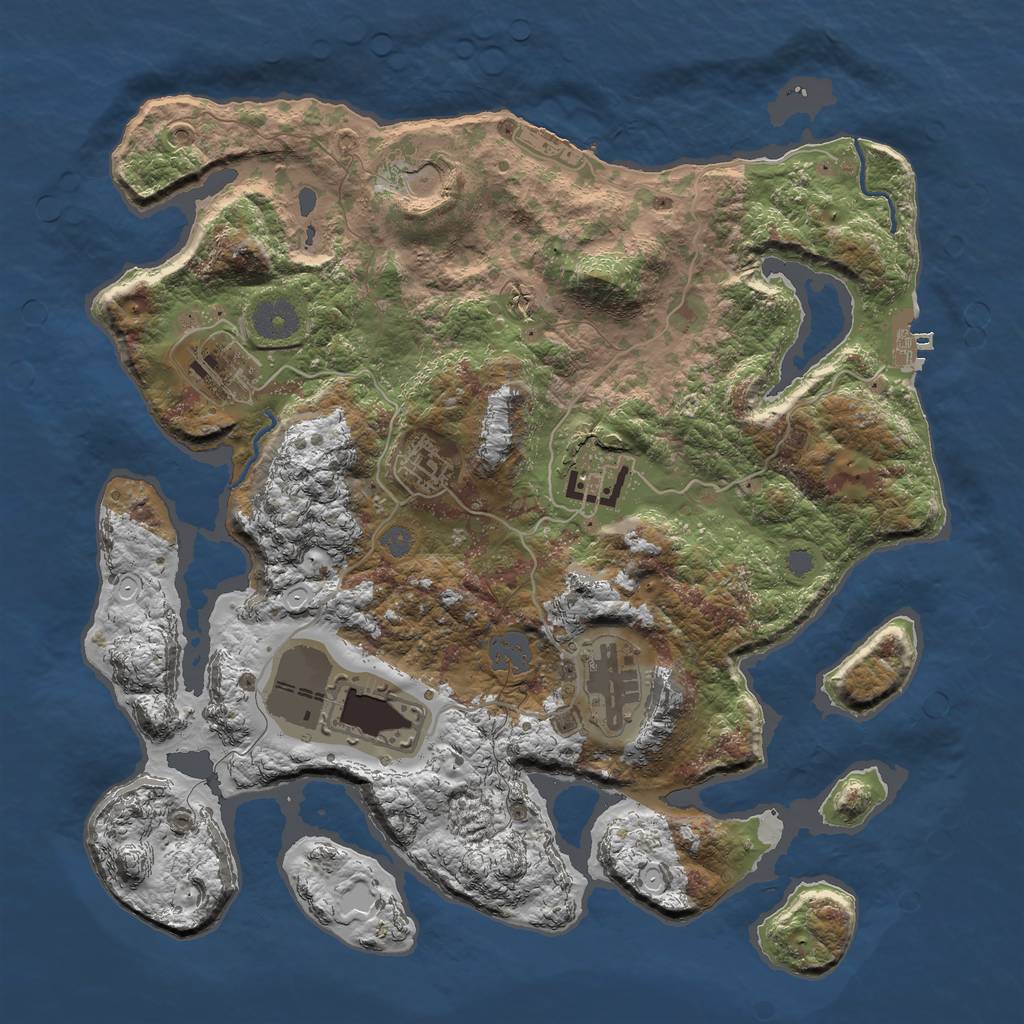 Rust Map: Procedural Map, Size: 3500, Seed: 127003568, 13 Monuments