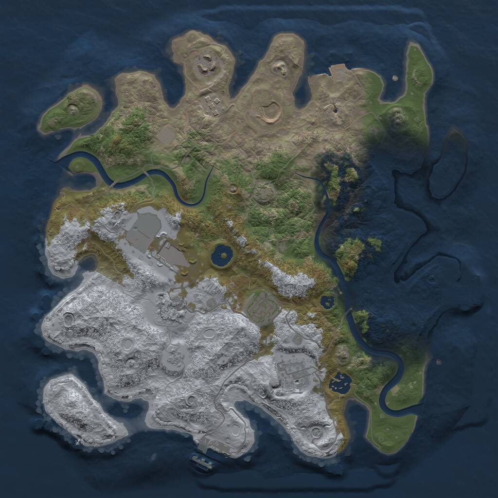 Rust Map: Procedural Map, Size: 3500, Seed: 127003568, 14 Monuments