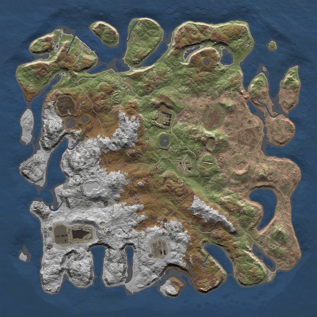 Rust Map: Procedural Map, Size: 4500, Seed: 1602, 14 Monuments
