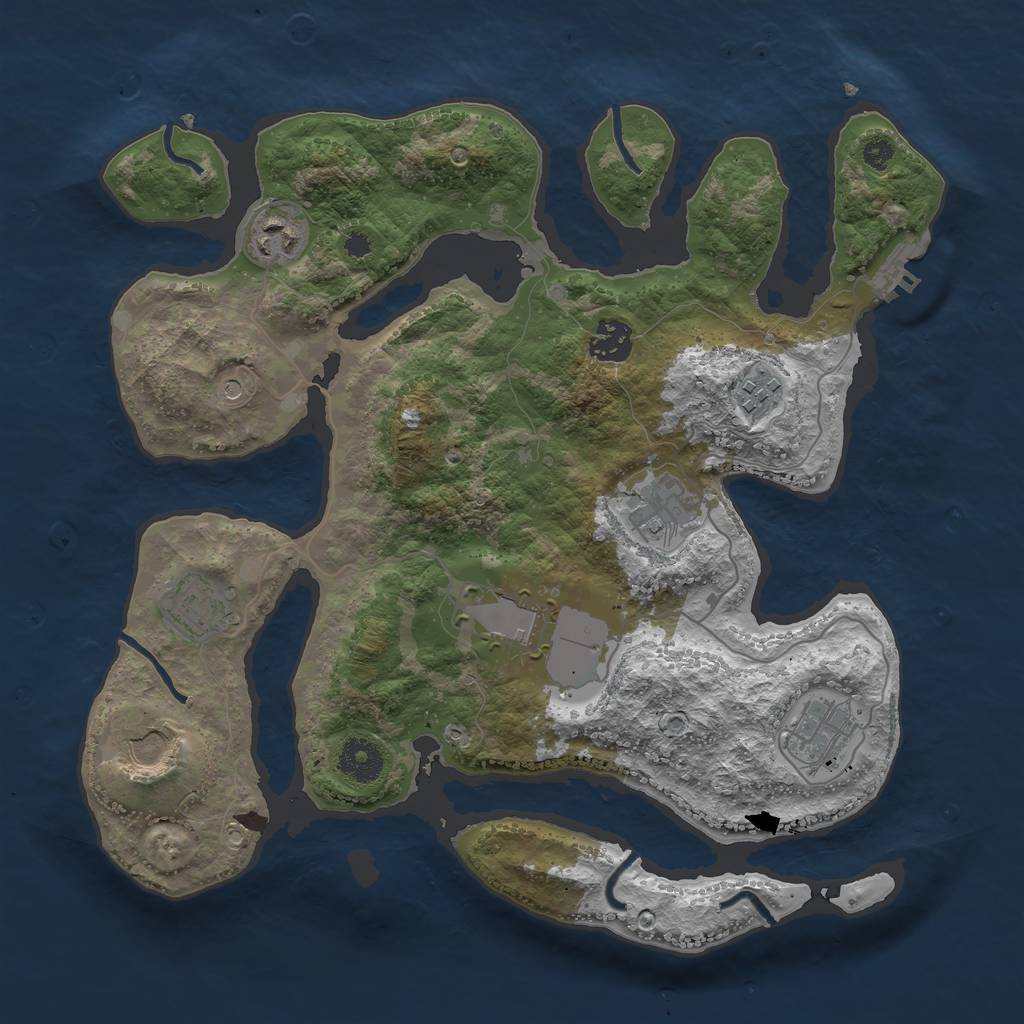 Rust Map: Procedural Map, Size: 3500, Seed: 1860806500, 12 Monuments