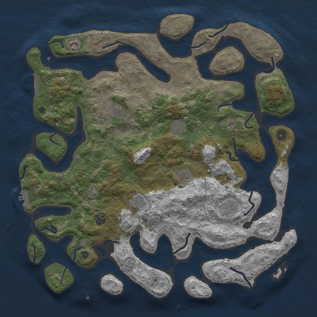 Rust Map: Procedural Map, Size: 4500, Seed: 353422620, 14 Monuments