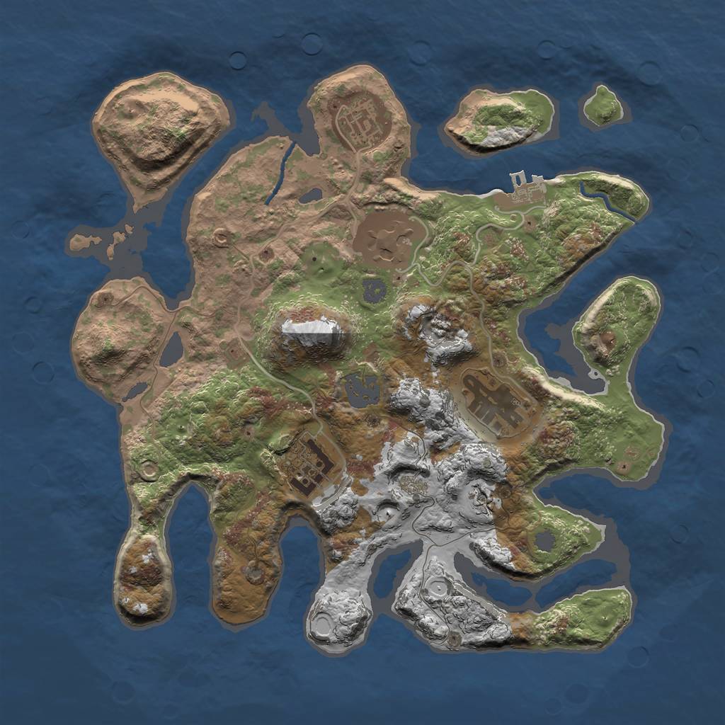 Rust Map: Procedural Map, Size: 3000, Seed: 5786, 10 Monuments