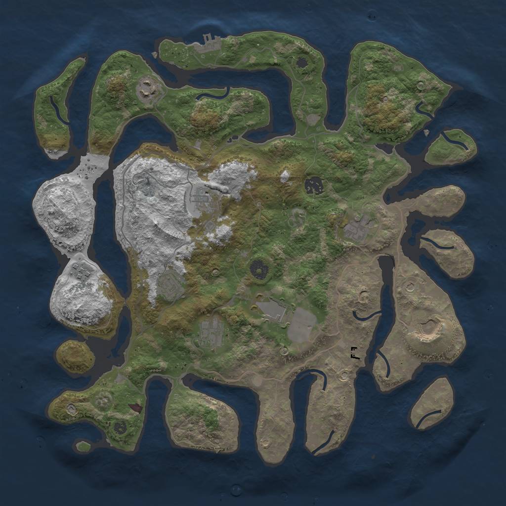 Rust Map: Procedural Map, Size: 4000, Seed: 1248971219, 13 Monuments