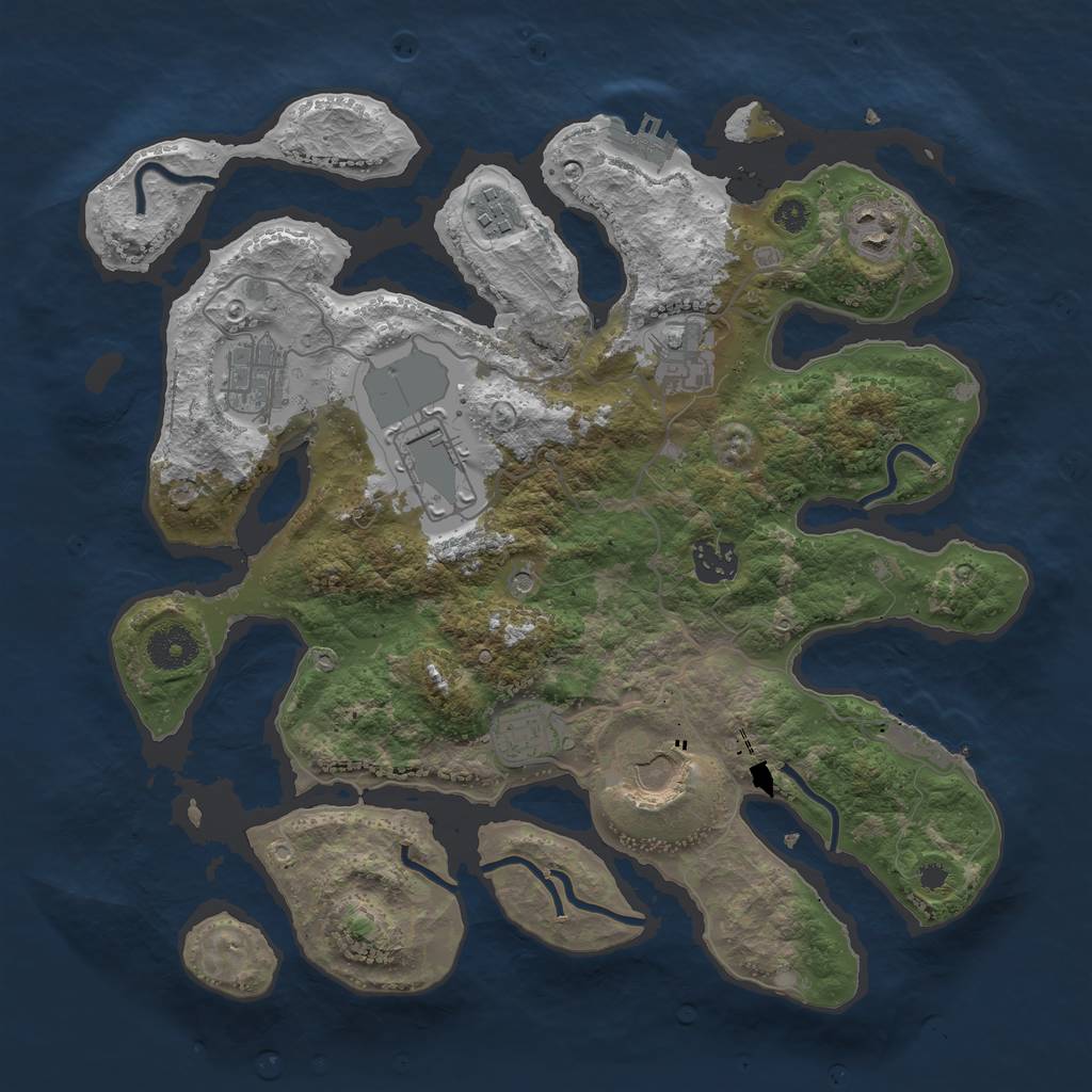 Rust Map: Procedural Map, Size: 3500, Seed: 493354794, 13 Monuments