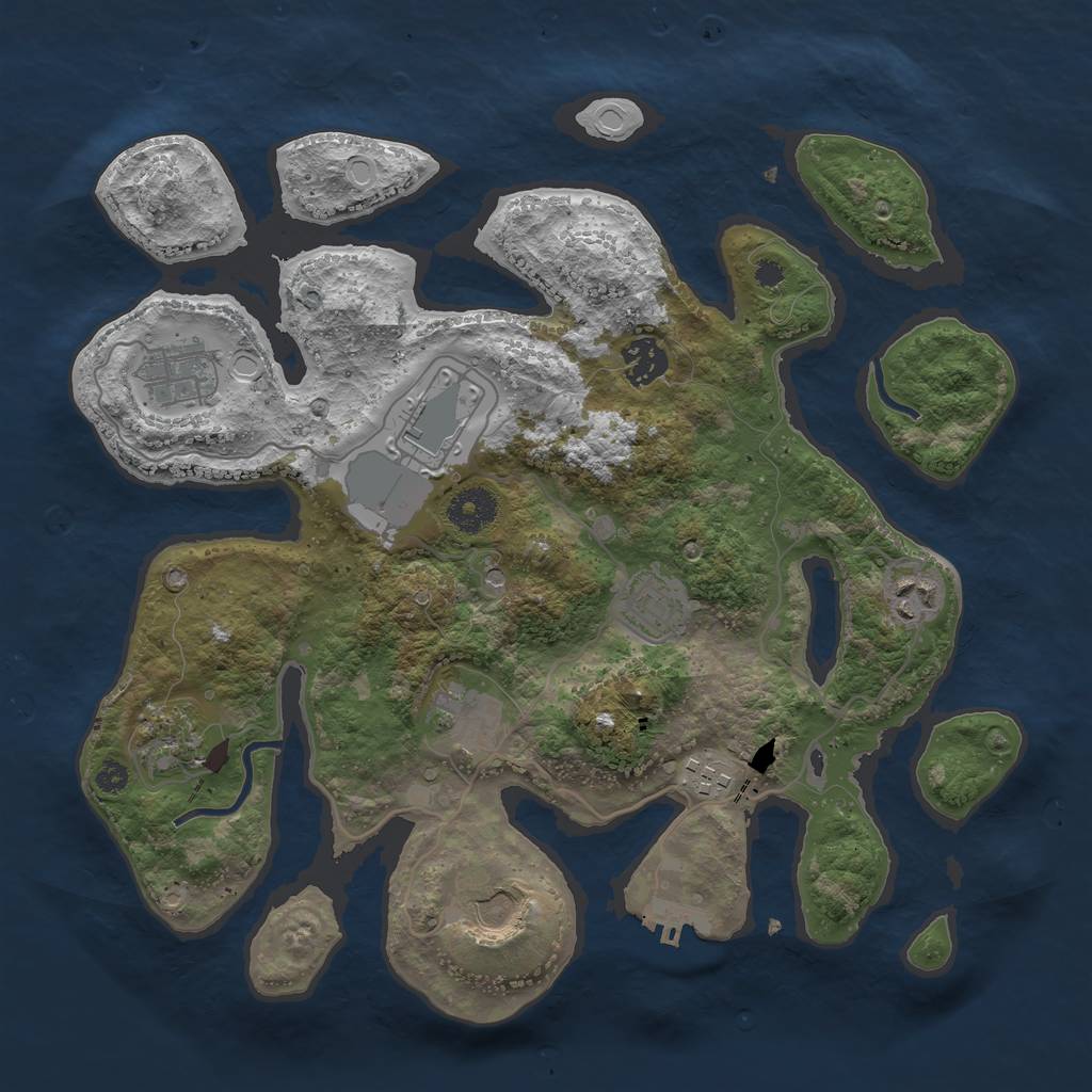 Rust Map: Procedural Map, Size: 3500, Seed: 76867, 16 Monuments