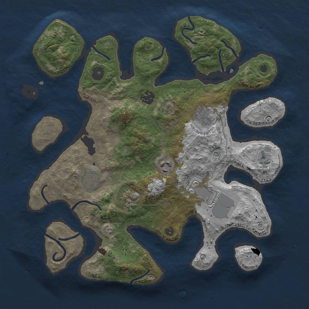 Rust Map: Procedural Map, Size: 3500, Seed: 118417537, 9 Monuments