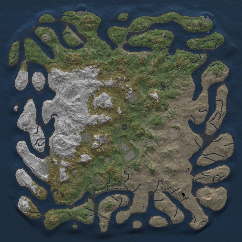 Rust Map: Procedural Map, Size: 6000, Seed: 99549946, 16 Monuments