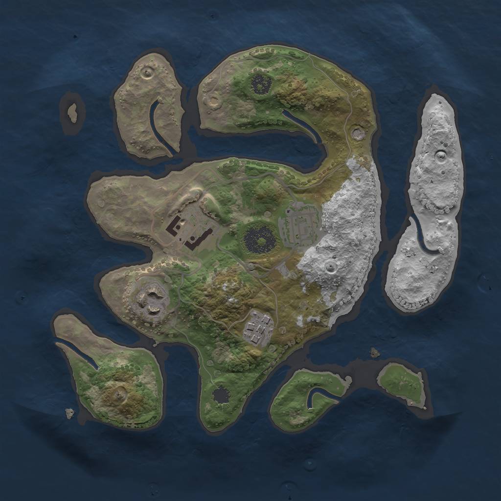 Rust Map: Procedural Map, Size: 2500, Seed: 456123847, 6 Monuments