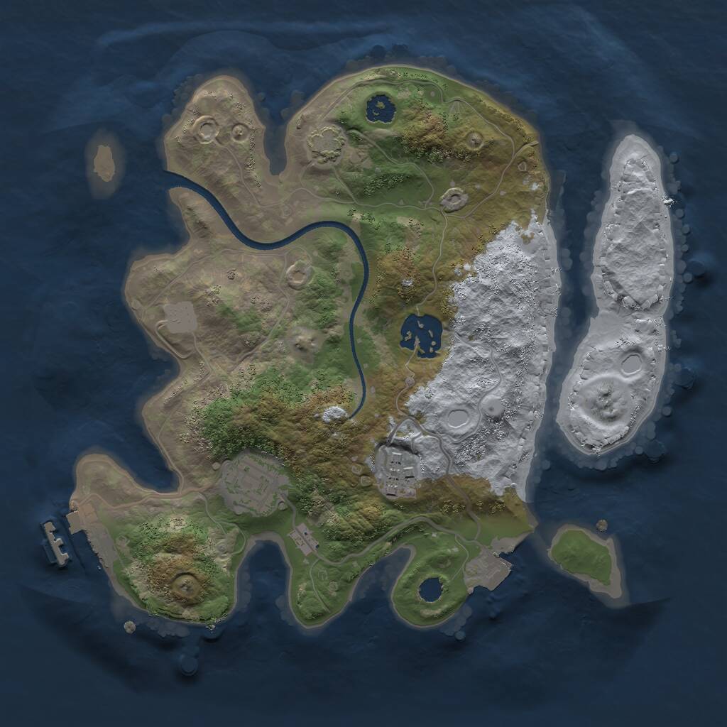 Rust Map: Procedural Map, Size: 2500, Seed: 456123847, 6 Monuments