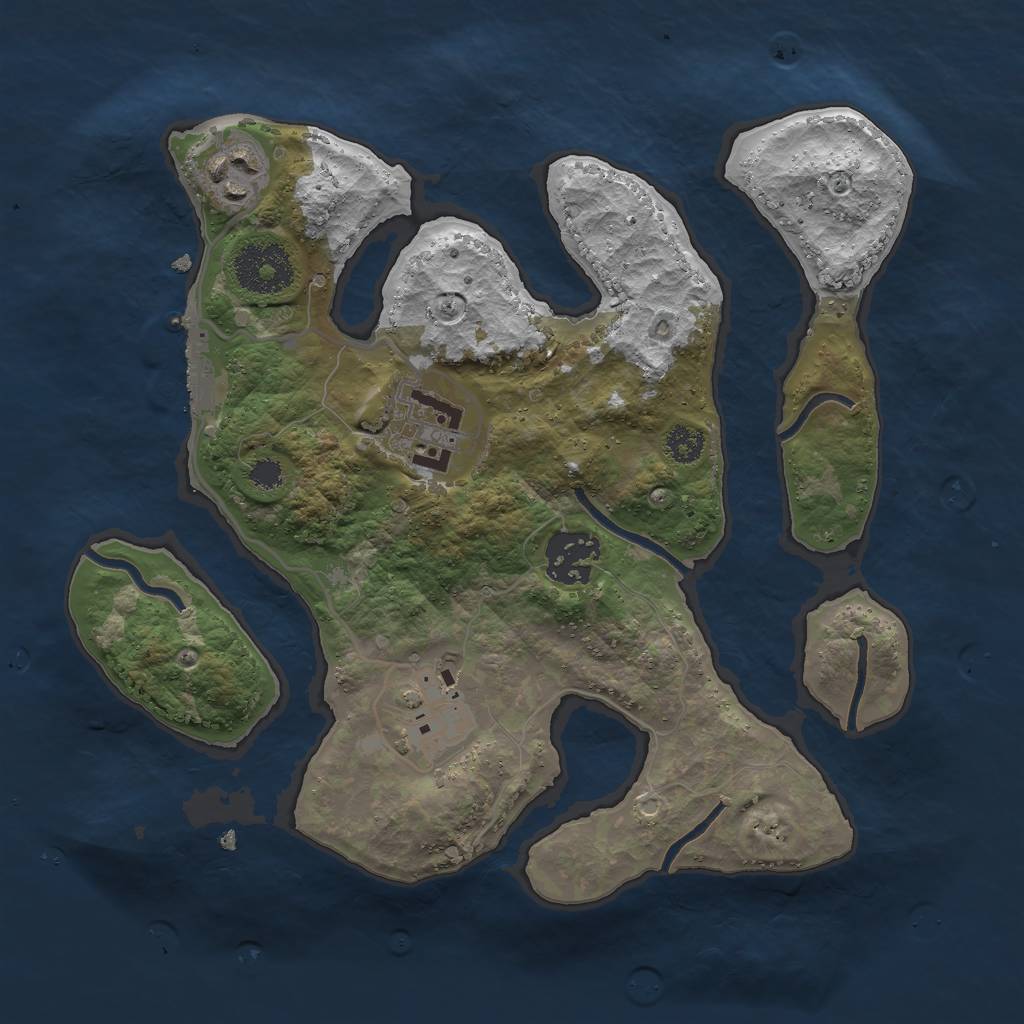 Rust Map: Procedural Map, Size: 2750, Seed: 1300504907, 7 Monuments