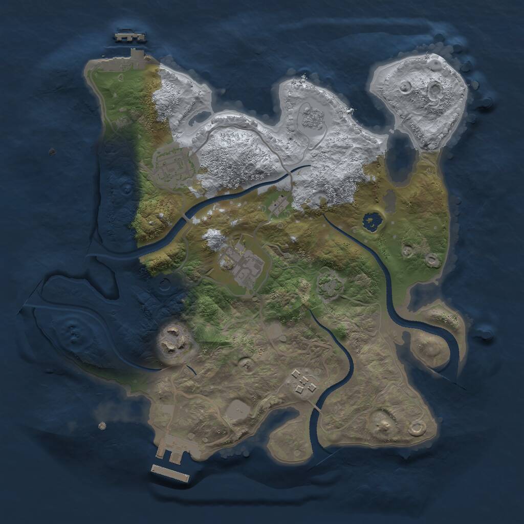 Rust Map: Procedural Map, Size: 2750, Seed: 1300504907, 10 Monuments