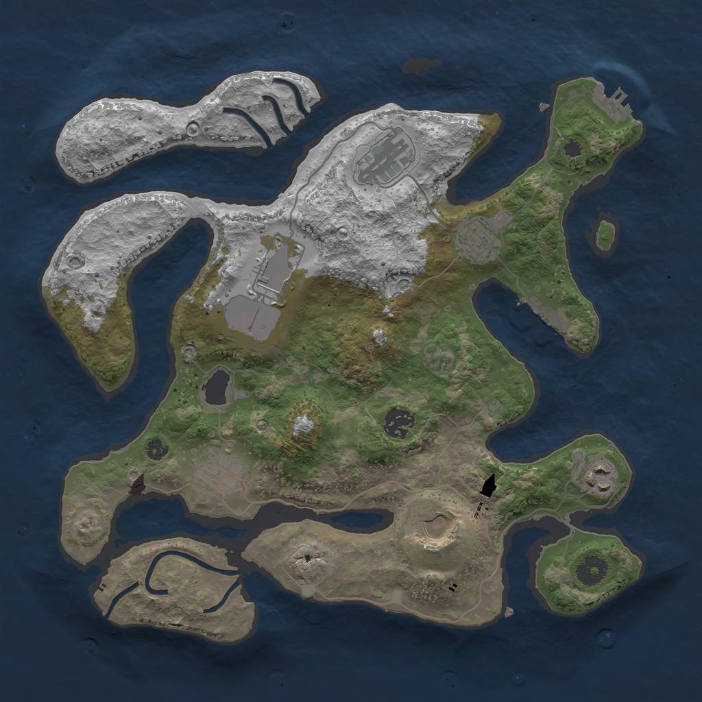 Rust Map: Procedural Map, Size: 3500, Seed: 1079264107, 12 Monuments