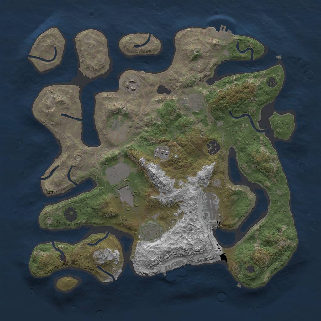 Rust Map: Procedural Map, Size: 3500, Seed: 3234311, 16 Monuments