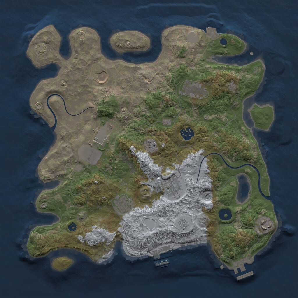 Rust Map: Procedural Map, Size: 3500, Seed: 3234311, 14 Monuments