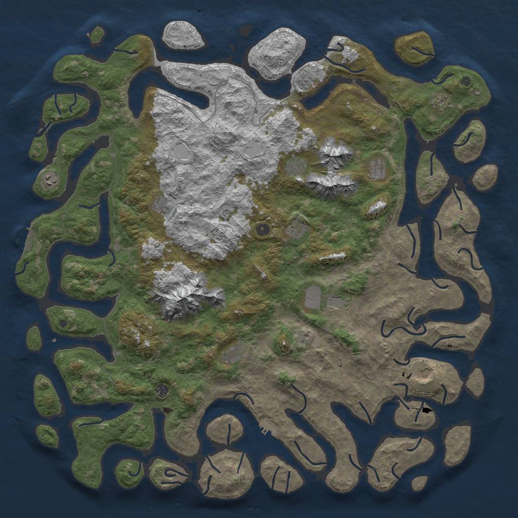 Rust Map: Procedural Map, Size: 6000, Seed: 1572606174, 19 Monuments