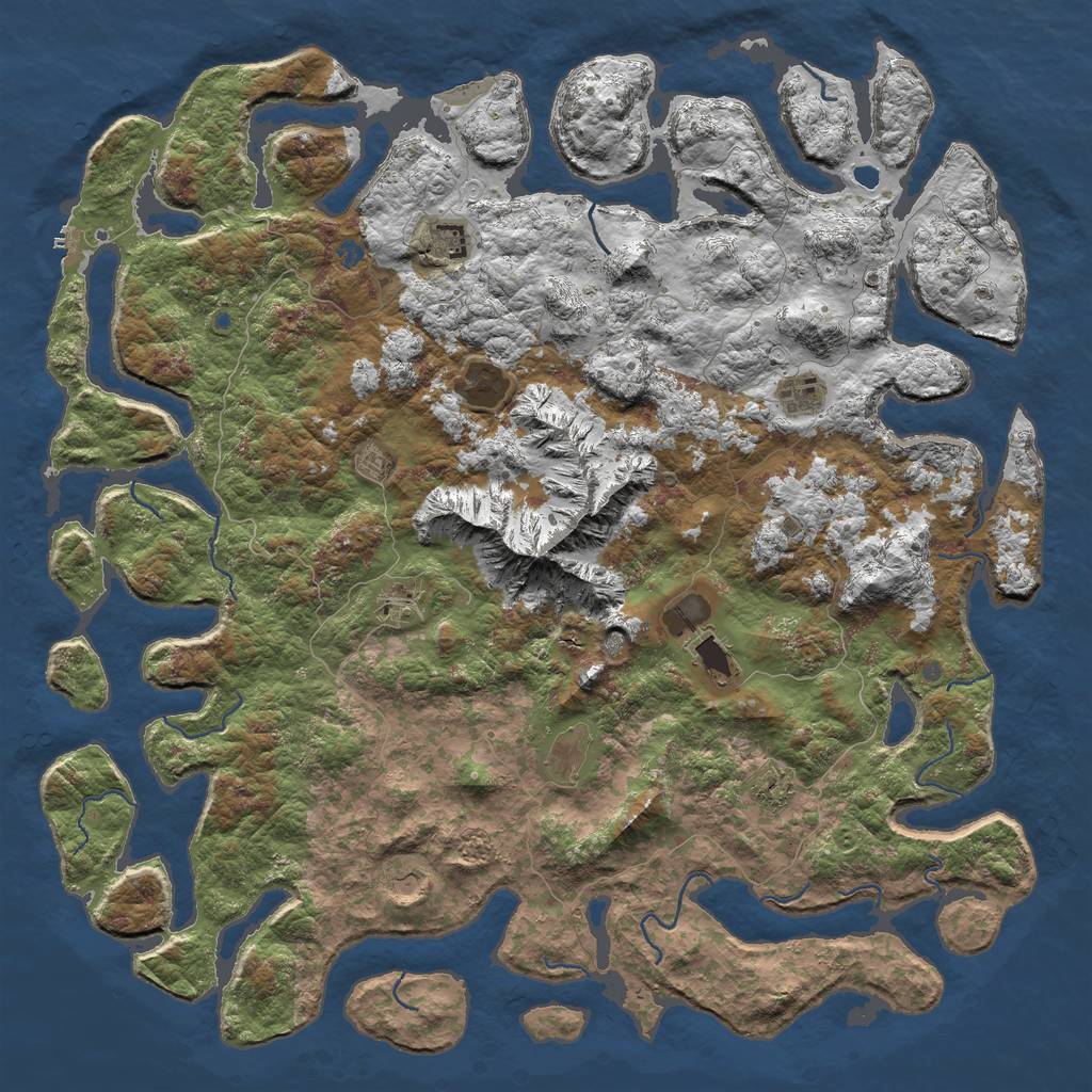 Rust Map: Procedural Map, Size: 6000, Seed: 118785163, 16 Monuments