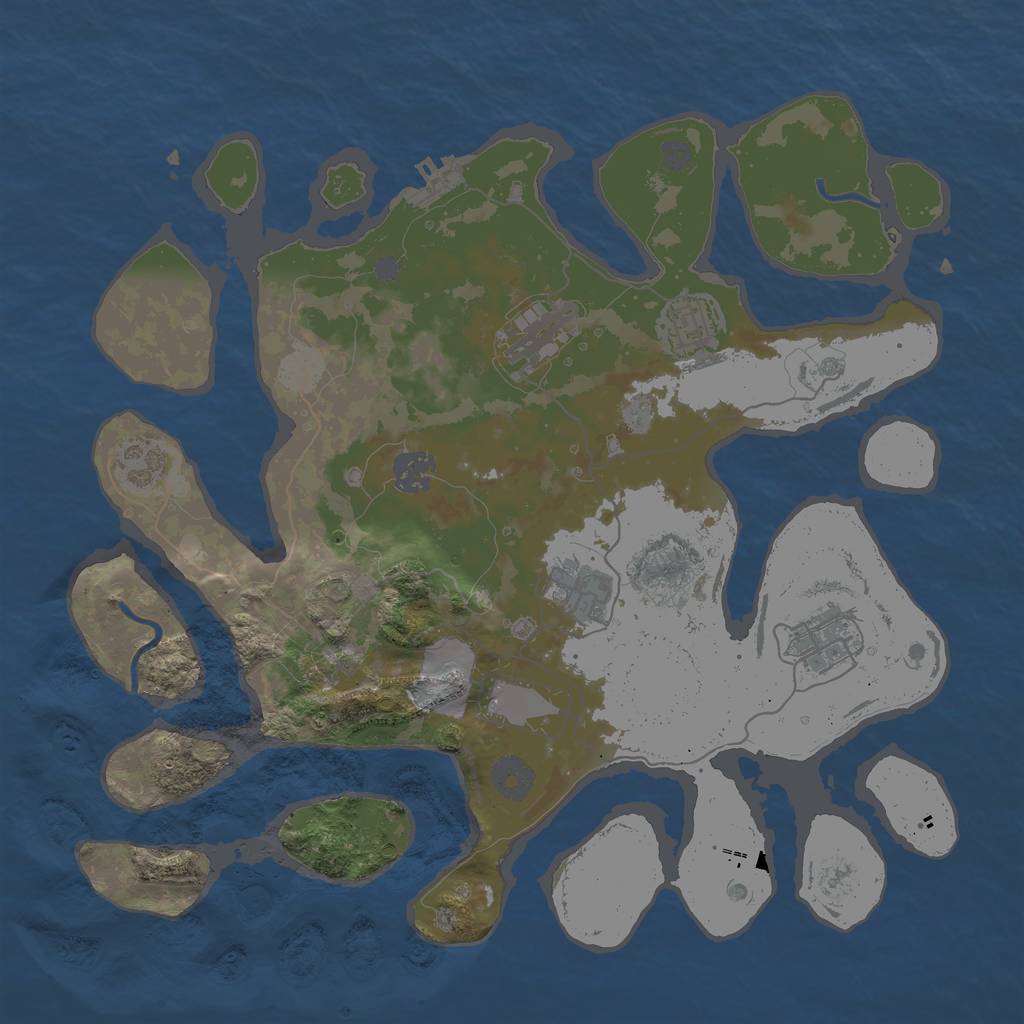 Rust Map: Procedural Map, Size: 3500, Seed: 16232, 13 Monuments