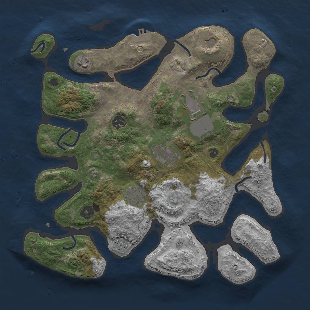 Rust Map: Procedural Map, Size: 3501, Seed: 38726811, 11 Monuments