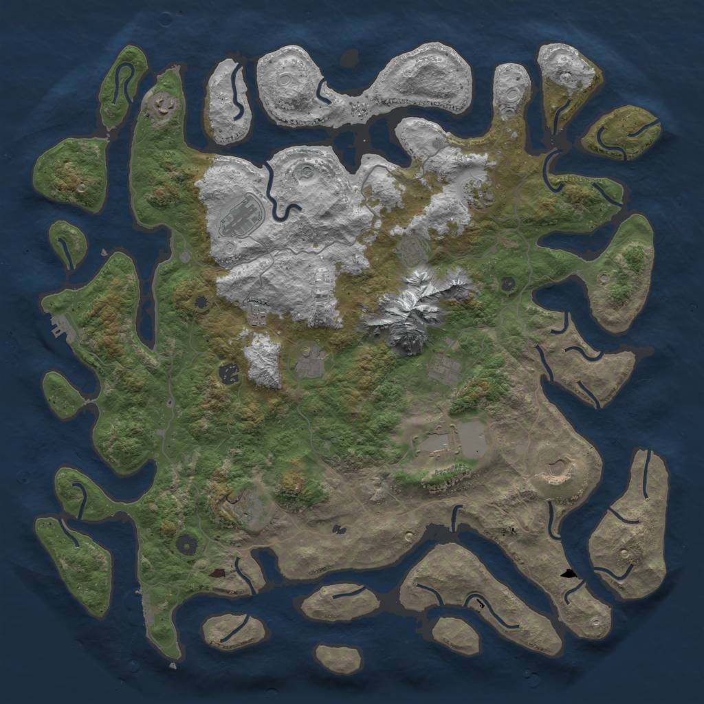 Rust Map: Procedural Map, Size: 5000, Seed: 677343652, 19 Monuments