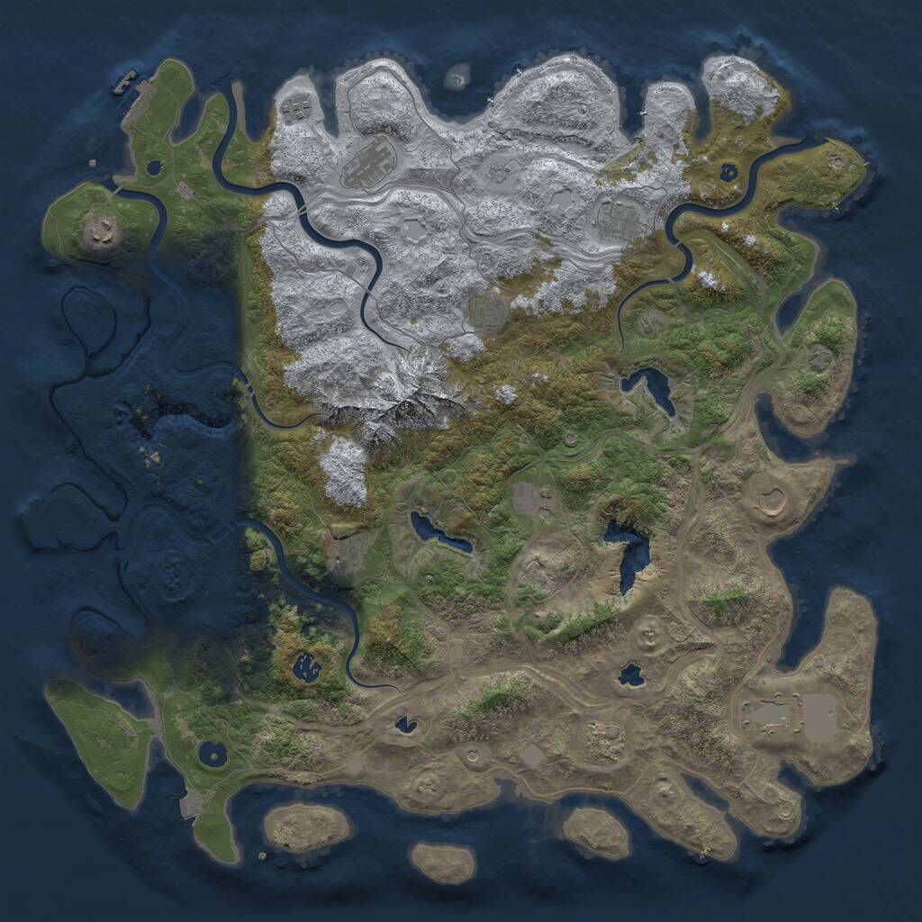 Rust Map: Procedural Map, Size: 5000, Seed: 677343652, 17 Monuments